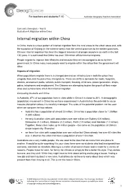 Internal Migration Within China