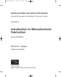 Introduction to Microelectronic Fabrication