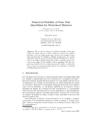 Numerical Stability of Some Fast Algorithms for Structured Matrices