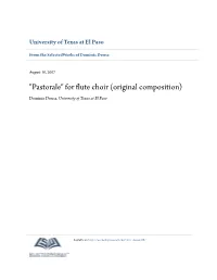"Pastorale" for Flute Choir (Original Composition) Dominic Dousa, University of Texas at El Paso