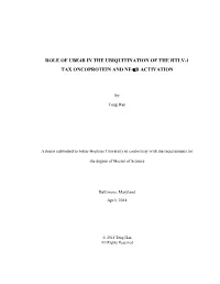 Role of Ube4b in the Ubiquitination of the Htlv-1 Tax Oncoprotein and Nf-B Activation