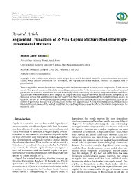 Sequential Truncation of R-Vine Copula Mixture Model for High- Dimensional Datasets