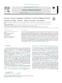 Strategic Customer Engagement Marketing a Decision Making