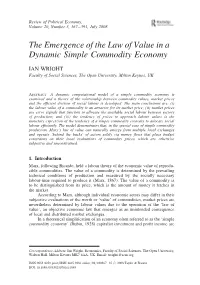 The Emergence of the Law of Value in a Dynamic Simple Commodity Economy