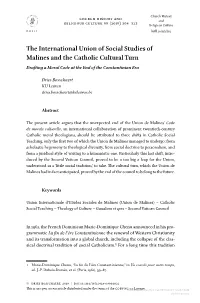 The International Union of Social Studies of Malines and the Catholic Cultural Turn Drafting a Moral Code at the End of the Constantinian Era