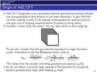 Origin of Ads/CFT Origin of Ads/CFT