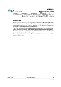 Spc564axx/Rpc564axx/Spc56elxx/Rpc56elxx Devices Exception Handling and Single/Double Bit Error
