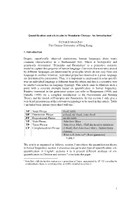 1 Quantification and Wh-In-Situ in Mandarin Chinese