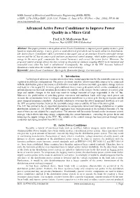 Advanced Active Power Conditioner to Improve Power Quality in a Micro Grid