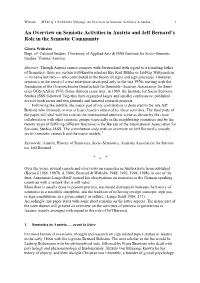 An Overview on Semiotic Activities in Austria and Jeff Bernard's Role In