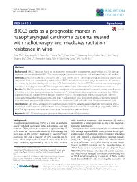 BRCC3 Acts As a Prognostic Marker in Nasopharyngeal
