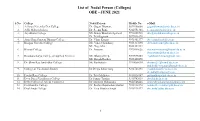 List of Nodal Person (Colleges) OBE - JUNE 2021