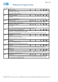 Melbourne Program Guide