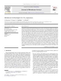 Membrane Technologies for CO2 Separation A