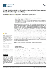 Moral Decision Making: from Bentham to Veil of Ignorance Via Perspective Taking Accessibility