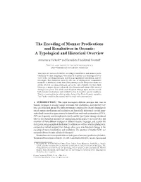 The Encoding of Manner Predications and Resultatives in Oceanic: a Typological and Historical Overview