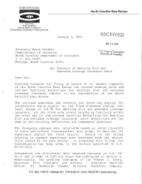 2011 Dwelling Fire and Extended Coverage Rate Filing in North Carolina?