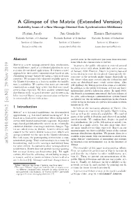 A Glimpse of the Matrix (Extended Version) Arxiv:1910.06295V2 [Cs.NI]