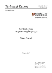 Context-Aware Programming Languages
