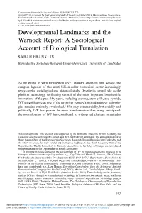 Developmental Landmarks and the Warnock Report: a Sociological Account of Biological Translation