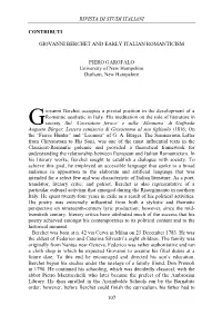Rivista Di Studi Italiani 107 Contributi Giovanni Berchet