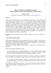 Some Preliminary Notes on the Topography of Kaskaean Land