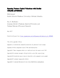 Squaring Venture Capital Valuations with Reality ONLINE APPENDIX
