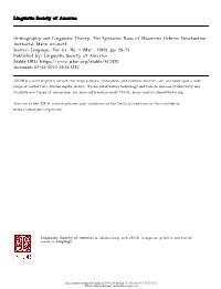 The Syntactic Basis of Masoretic Hebrew Punctuation Author(S): Mark Aronoff Source: Language, Vol