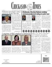 Chickasaw, Choctaw Nations Seeking Summary Judgment Ruling in Water