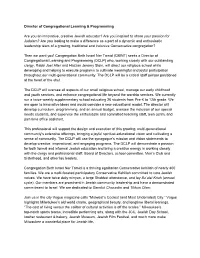 Director of Congregational Learning & Programming Are You an Innovative, Creative Jewish Educator? Are You Inspired to Share
