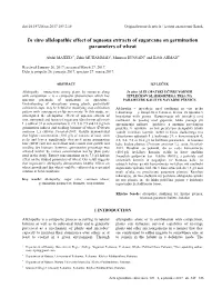 In Vitro Allelopathic Effect of Aqueous Extracts of Sugarcane on Germination Parameters of Wheat