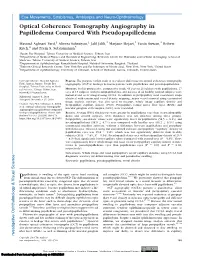 Optical Coherence Tomography Angiography in Papilledema Compared with Pseudopapilledema