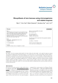 Biosynthesis of Rare Hexoses Using Microorganisms and Related Enzymes