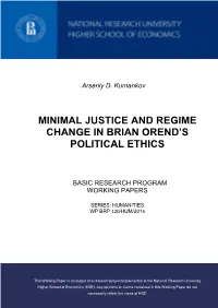 Minimal Justice and Regime Change in Brian Orend's Political Ethics