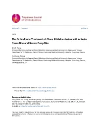 The Orthodontic Treatment of Class III Malocclusion with Anterior Cross Bite and Severe Deep Bite