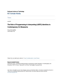 The Role of Programming in Interpreting LGBTQ Identities in Contemporary Art Museums