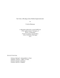 The Status of Reading in Early Modern English Literature By