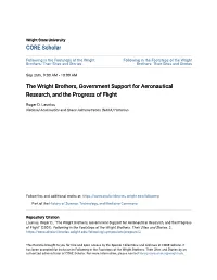 The Wright Brothers, Government Support for Aeronautical Research, and the Progress of Flight