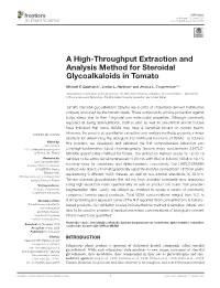 A High-Throughput Extraction and Analysis Method for Steroidal Glycoalkaloids in Tomato