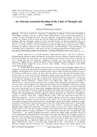 An Africana Womanist Reading of the Unity of Thought and Action