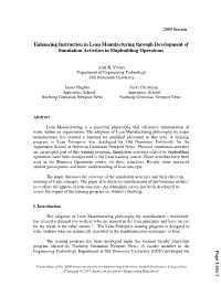 Enhancing Instruction in Lean Manufacturing Through The