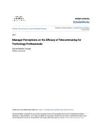 Manager Perceptions on the Efficacy of Telecommuting for Technology Professionals