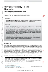 Oxygen Toxicity in the Neonate Q1 3