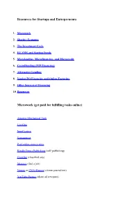 Resources for Startups and Entrepreneurs Microwork