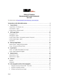 2021-2022 Recommended Formats Statement