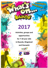 Activities, Groups and Opportunities for 7-18 Year Olds in Raunds, Ringstead and Stanwick