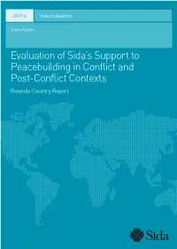 Evaluation of Sida's Support to Peacebuilding in Conflict and Post