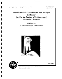 Formal Methods Specification and Analysis Guidebook for the Verification of Software and Computer Systems