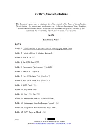 Inventory of the Hal Draper Papers Is Licensed Under a Creative Commons Attribution 4.0 International License