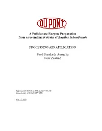 A Pullulanase Enzyme Preparation from a Recombinant Strain of Bacillus Licheniformis